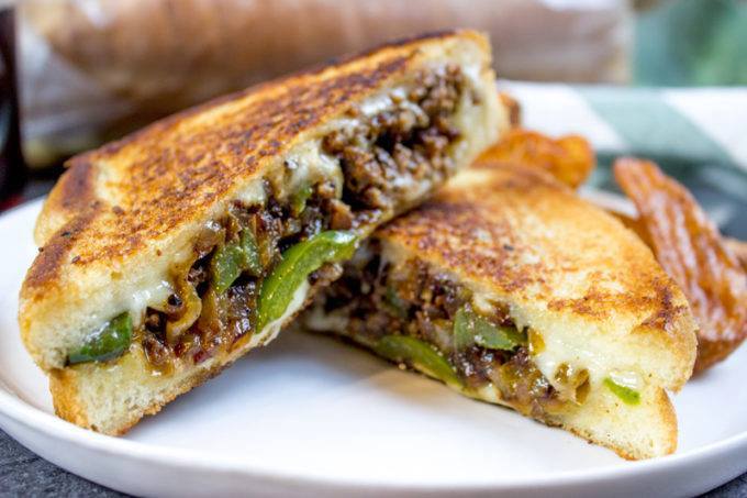 EASY GROUND PHILLY CHEESESTEAK GRILLED CHEESE