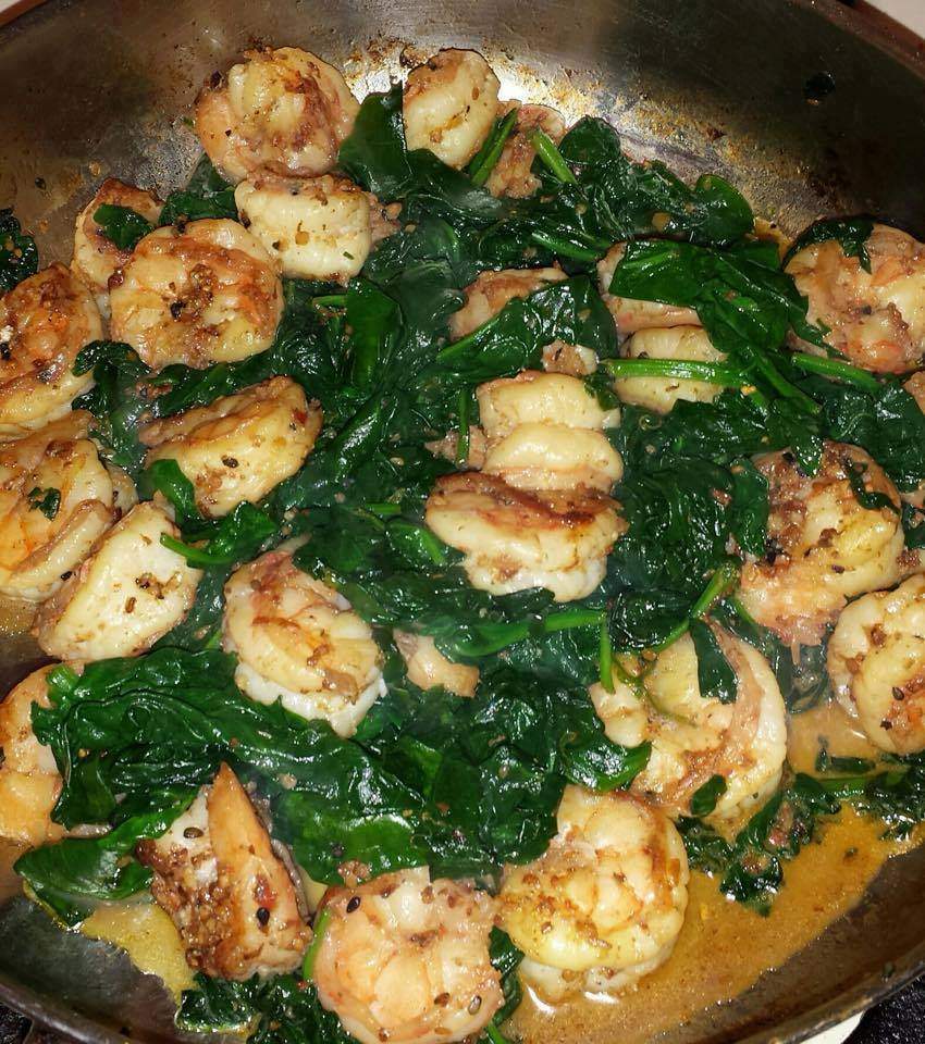 SPECIAL SHRIMP AND SAUTEED SPINACH