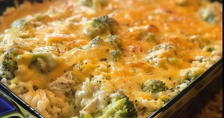 Broccoli Rice Cheese and Chicken Casserole